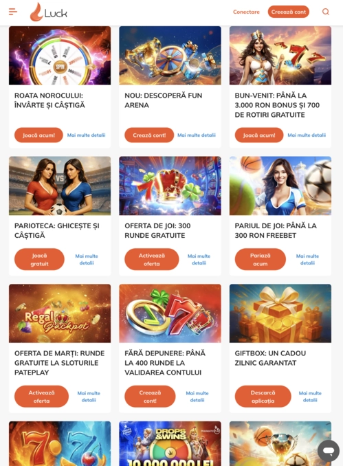 Premium promotions offers page Luck Casino